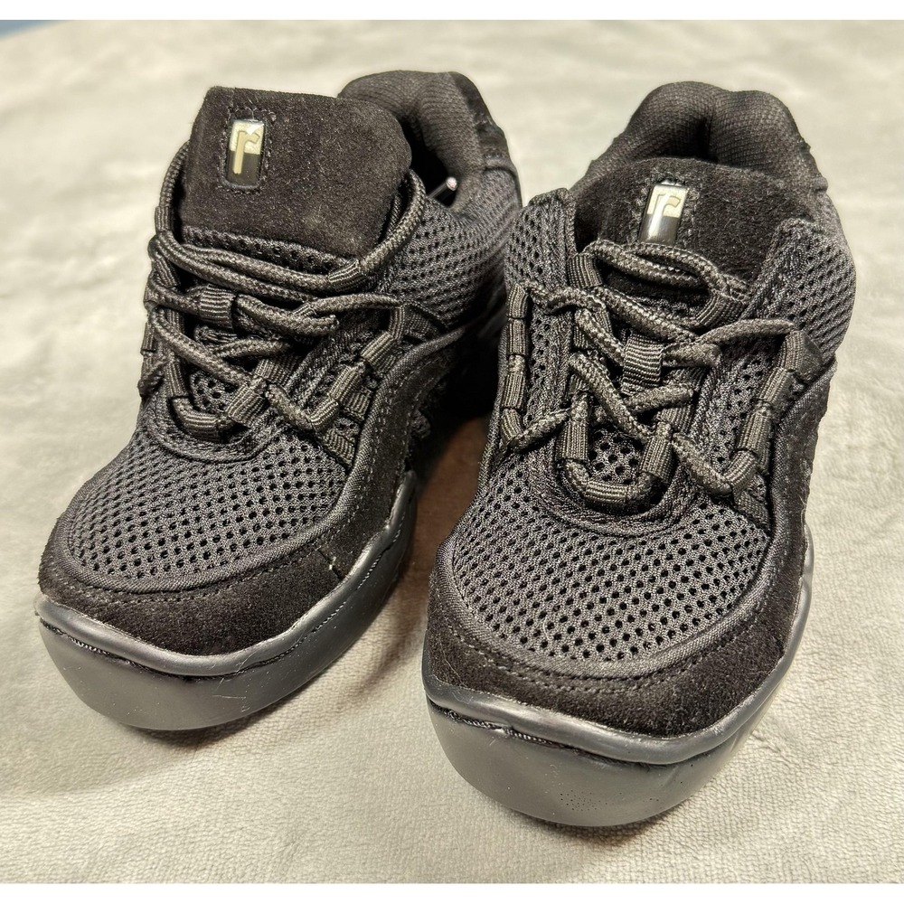 Revolution Dancewear Shoes Kids Size 1 Black Mesh Leather Dance Sneakers 991